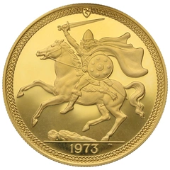 1973 Gold £5 Proof Coin Quintuple Sovereign Isle Of Man