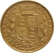 1882 Gold Sovereign - Victoria Young Head Shield Back- M