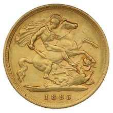 1895 Gold Half Sovereign - Victoria Old Head - London