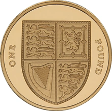 2015 Proof Gold £1 Pound Coin Royal Shield of Arms Fourth Portrait