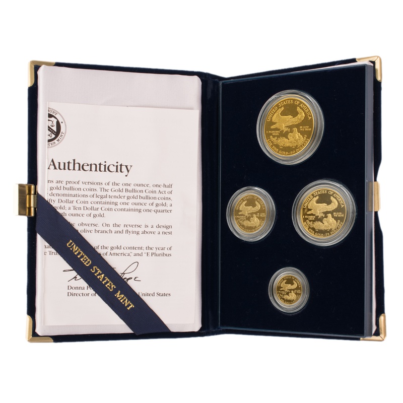 1990 Proof Gold Eagle 4-Coin Set Boxed