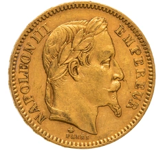 1863 20 French Francs Gold Coin Napoleon III A