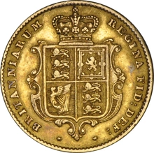 1849 Gold Half Sovereign Queen Victoria Young Head Shield Back NGC AU53