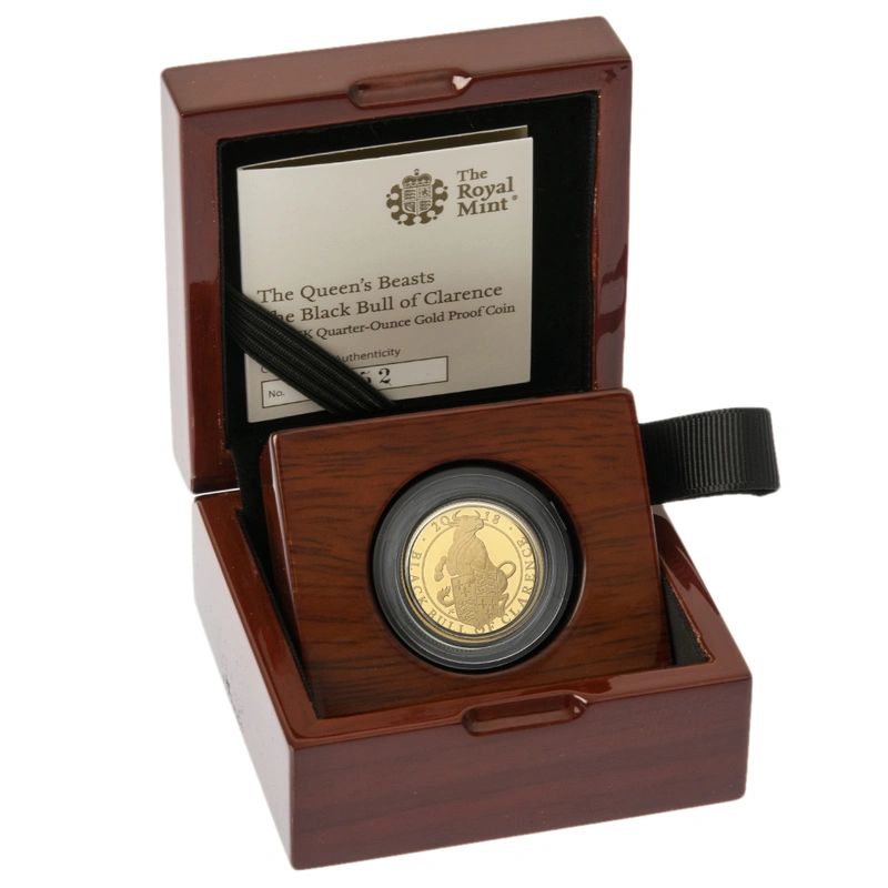 2018 1/4oz Quarter Ounce Proof Black Bull of Clarence Gold Coin Queen's Beasts Boxed