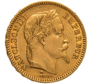 1861 20 French Francs Gold Coin Napoleon III A