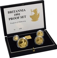 1991 Proof Britannia Gold 4-Coin Boxed Set