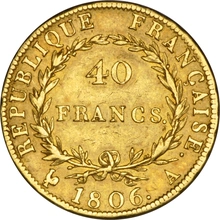 40 French Francs Gold Coin Napoleon First Empire Bare Head 1804-1807 AN13 AN14