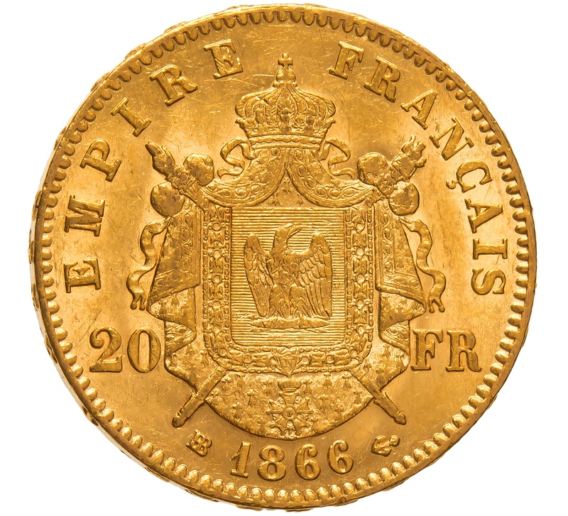 Buy 1866 Gold Twenty French Franc Coin From Bullionbypost From 52750