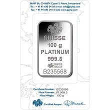 100g Platinum Bar PAMP Minted