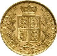 1880 Gold Sovereign - Victoria Young Head Shield Back- S