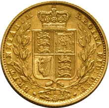 1881 Gold Sovereign - Victoria Young Head Shield Back- S