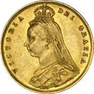 1887 Gold Half Sovereign Queen Victoria Jubilee Head Shield Back NGC AU58