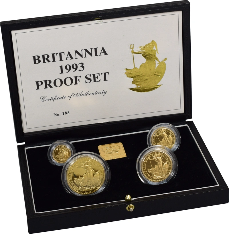 1993 Proof Britannia Gold 4-Coin Boxed Set