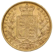 1871 Gold Sovereign - Victoria Young Head Shield Back- London