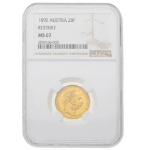 1892 Gold Austrian 20 Francs-8 Florin