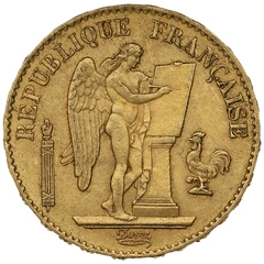 1886 20 French Francs Gold Coin Guardian Angel Genius A