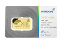 Umicore 10 Gram Gold Bar