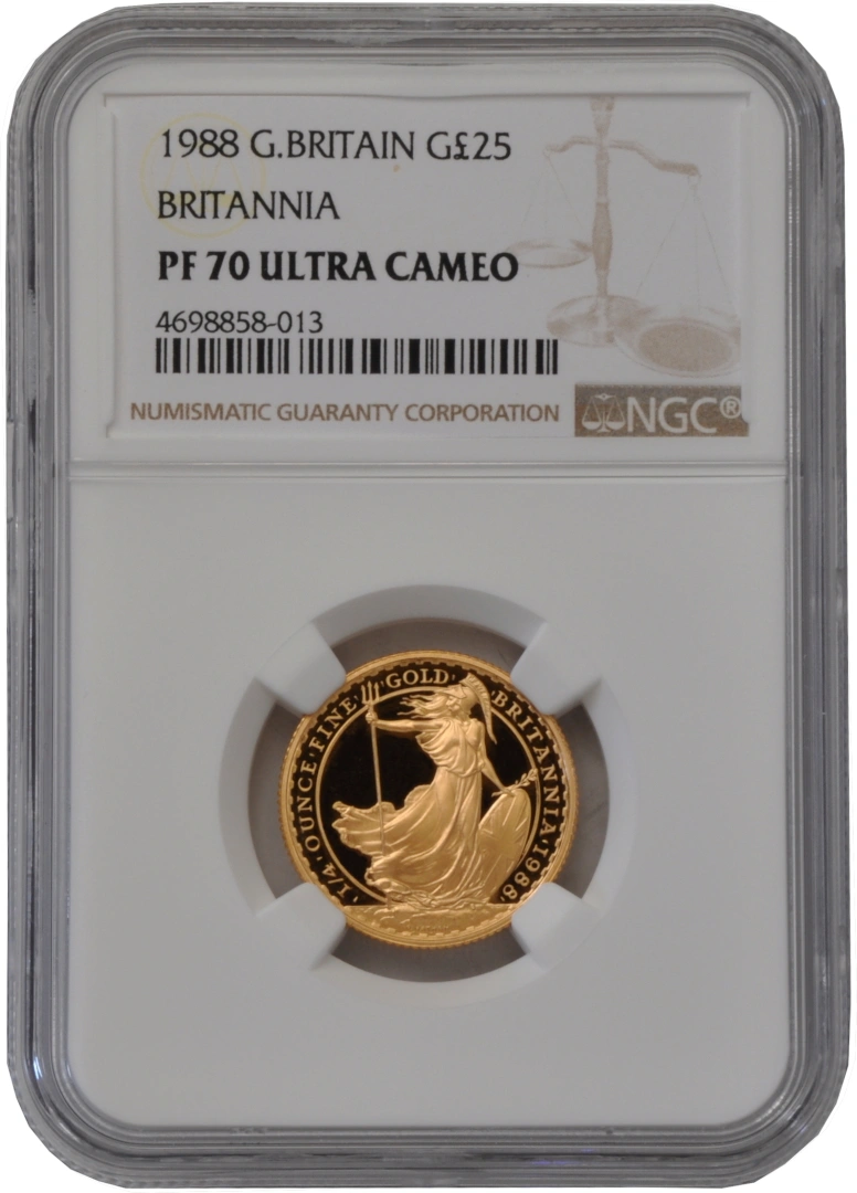 1988 Quarter Ounce Proof Britannia Gold Coin NGC PF70