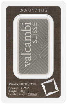 100g Platinum Bar Valcambi Minted