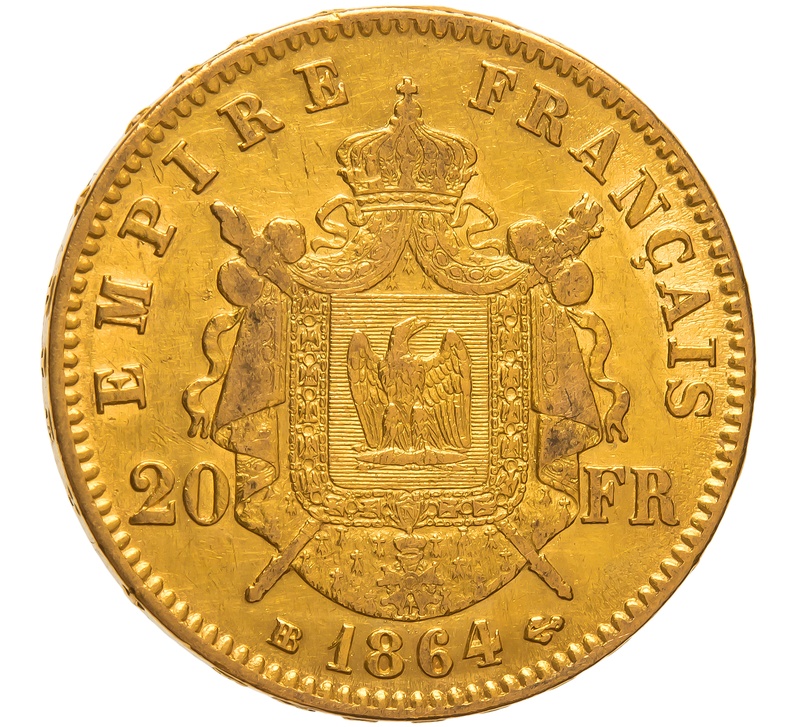 Buy 1864 Gold Twenty French Franc Coin From Bullionbypost From 43660