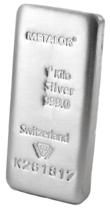 2 x Metalor 1 Kilo Silver Bullion Bar in Gift Box