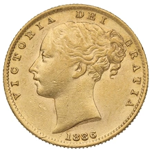 1886 Gold Sovereign Coin Queen Victoria Young Head Shield Back Sydney