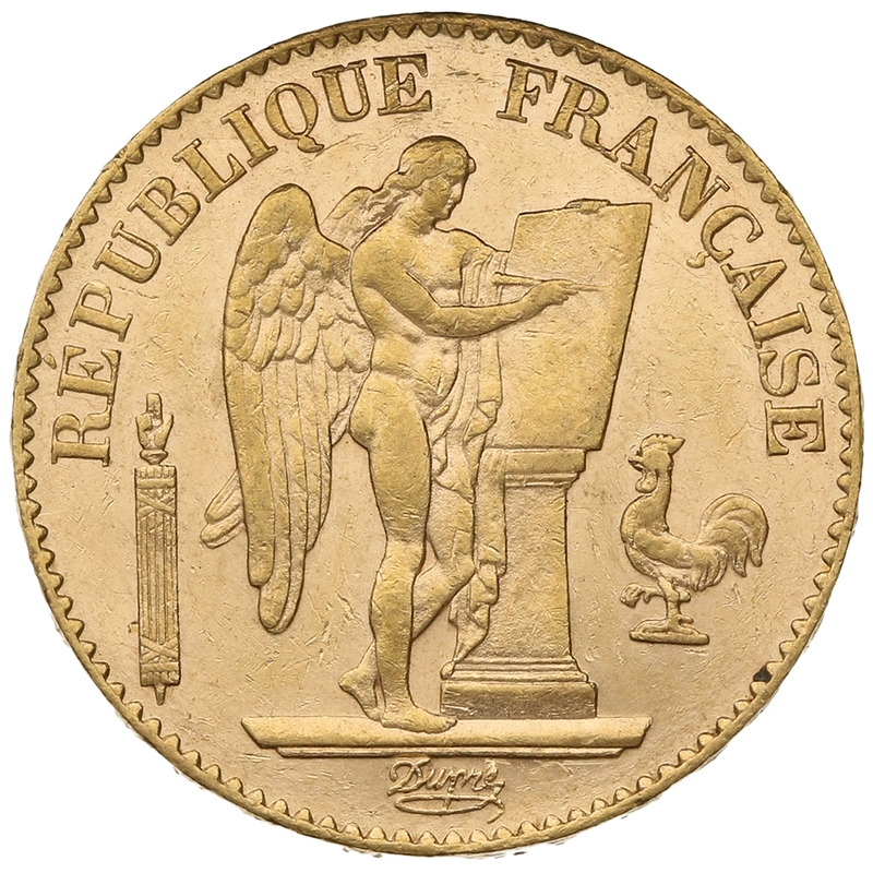 1890 20 French Francs Gold Coin Guardian Angel Genius A