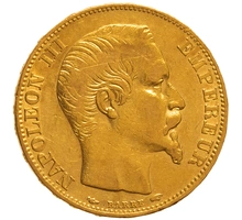 1855 20 French Francs Gold Coin Napoleon III A