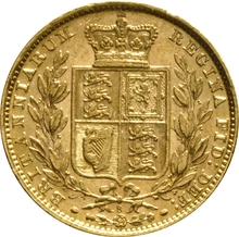 1880 Gold Sovereign - Victoria Young Head Shield Back- S
