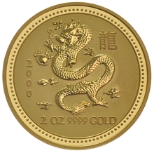 金龍 2000 Year of the Dragon Gold Coin 2oz Perth Mint Australian Lunar