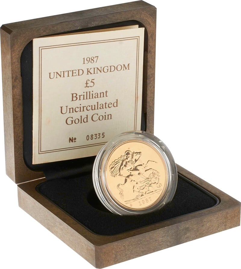 Brilliant Uncirculated Gold 1987  Five Pound Sovereign