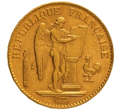 1893 20 French Francs Gold Coin Guardian Angel Genius A