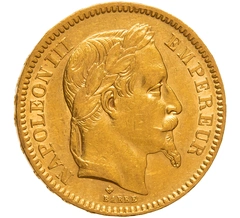 1862 20 French Francs Gold Coin Napoleon III BB