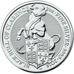 2018 2oz Black Bull of Clarence Silver Coin Queen's Beasts