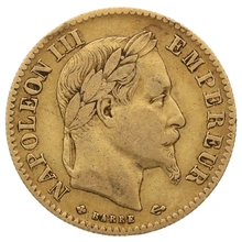 1865 10 French Francs Napoleon III Laureate Head – Large BB
