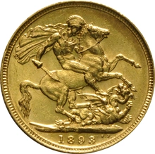 1893 Gold Sovereign - Victoria Jubilee Head - S
