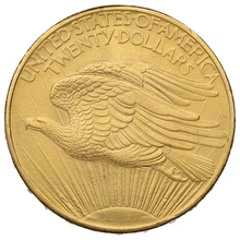 1908 $20 Double Eagle St Gaudens Gold coin Philadelphia no motto