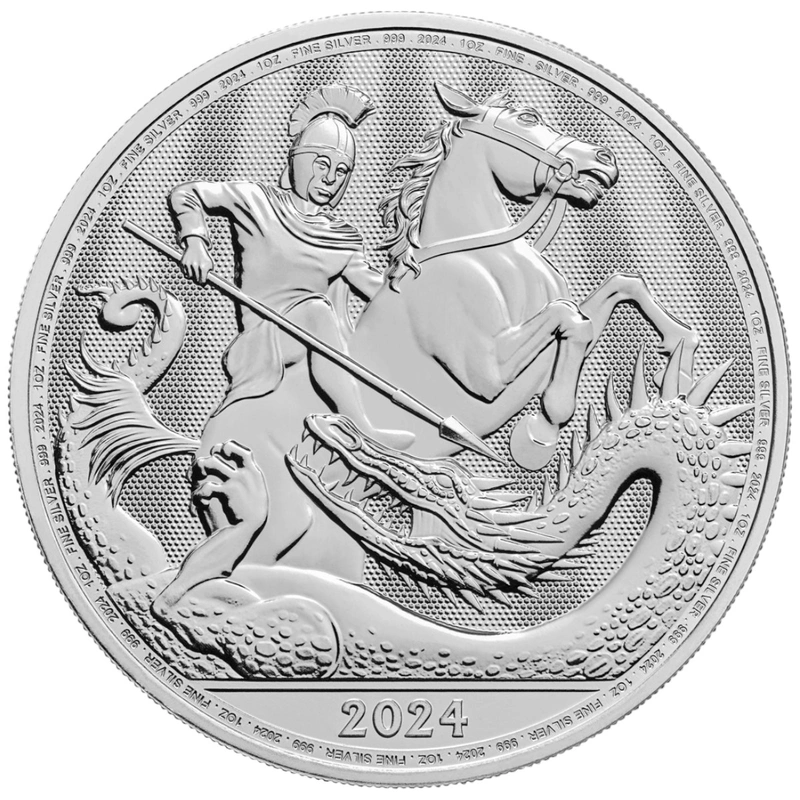 2024年 セントジョージ&ドラゴン 5ポンド 銀貨 NGC PF69 UC