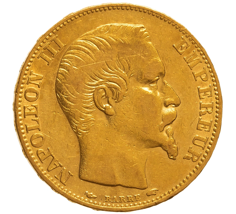 1855 20 French Francs Gold Coin Napoleon III A