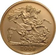 2008 Gold Half Sovereign Elizabeth II Fourth Head
