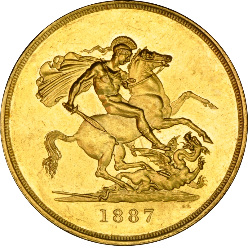 1887 - Victoria Jubilee Gold Five Pound £5 Gold Coin NGC MS61