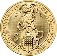 2019 1oz Yale of Beaufort Gold Coin Queen's Beasts NGC MS70