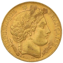 10 French Francs Gold Coin Ceres Third Republic