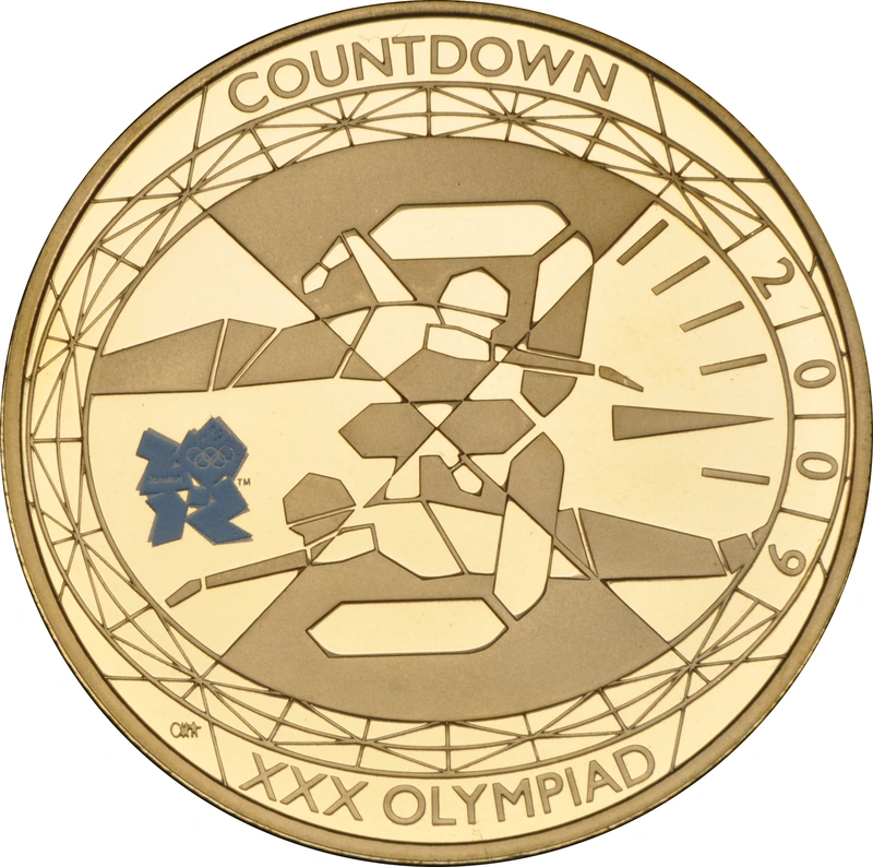 2009 Proof Gold £5 Coin Quintuple Sovereign Countdown to London 2012 Swimming