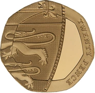 2015 Proof Gold 20p Coin Royal Shield Fourth Portrait