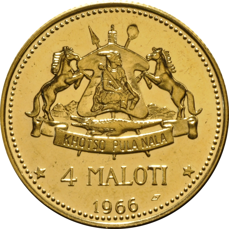 1966 Lesotho 4 Maloti Gold Coin Independence