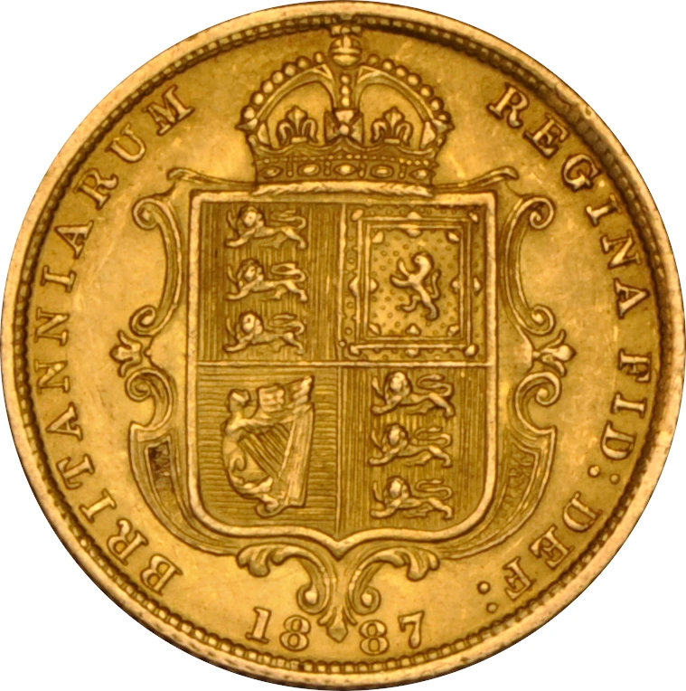 1887 Half Sovereign Victoria Jubilee Head Shield Back London