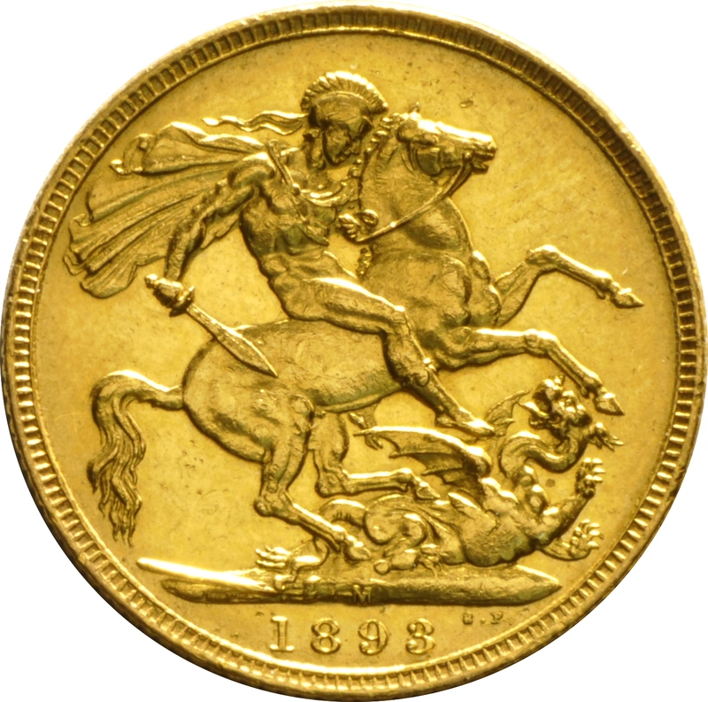 1893 Gold Sovereign - Victoria Old Head - M