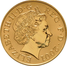 2001 - Gold Five Pound Reverse Proof Coin, 100th Victoria Anniversary no box or cert