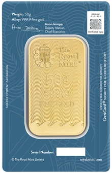 50g Gold Britannia Minted Bar